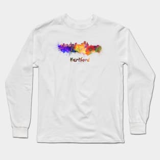 Hartford skyline in watercolor Long Sleeve T-Shirt